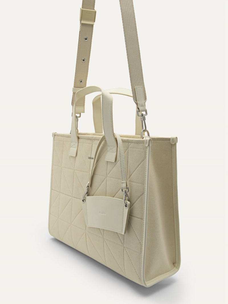 Beige Men's Pedro reCanvas Tote Bag | ZPNVFD-954