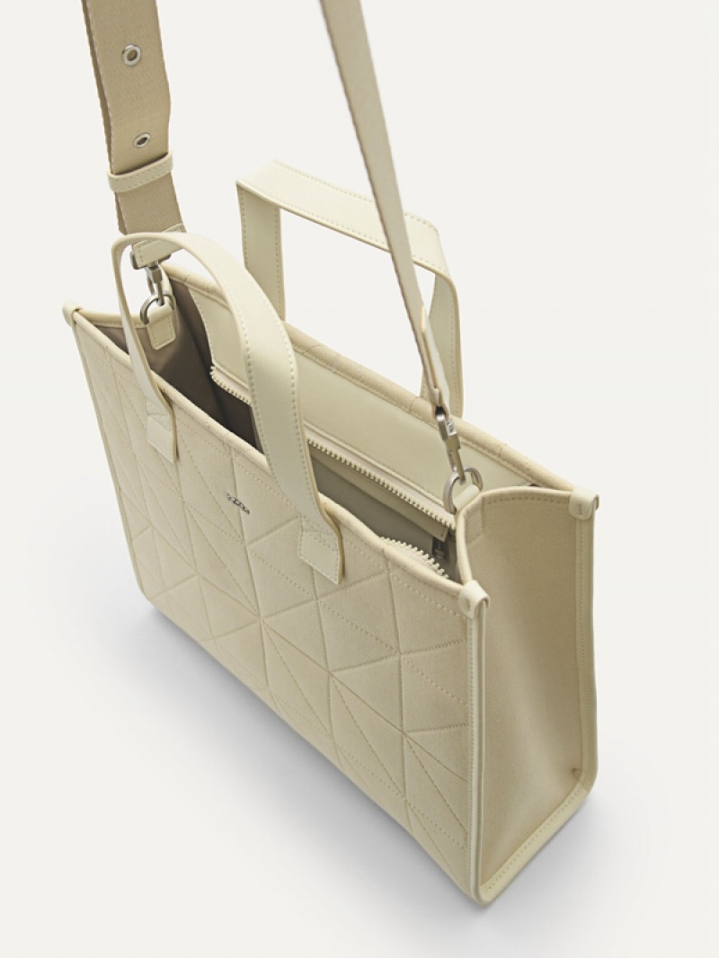 Beige Men's Pedro reCanvas Tote Bag | ZPNVFD-954