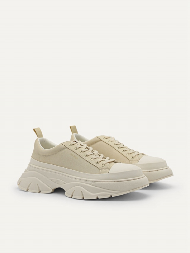 Beige Men's Pedro reHybrix Canvas Sneakers | KJYMRE-104