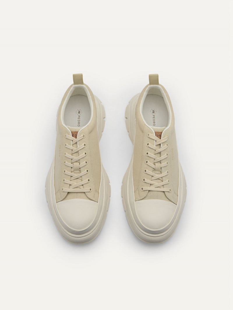 Beige Men's Pedro reHybrix Canvas Sneakers | KJYMRE-104