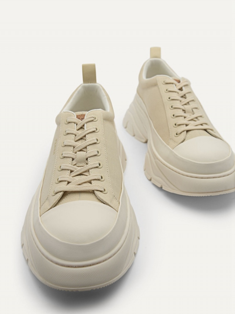 Beige Men's Pedro reHybrix Canvas Sneakers | KJYMRE-104