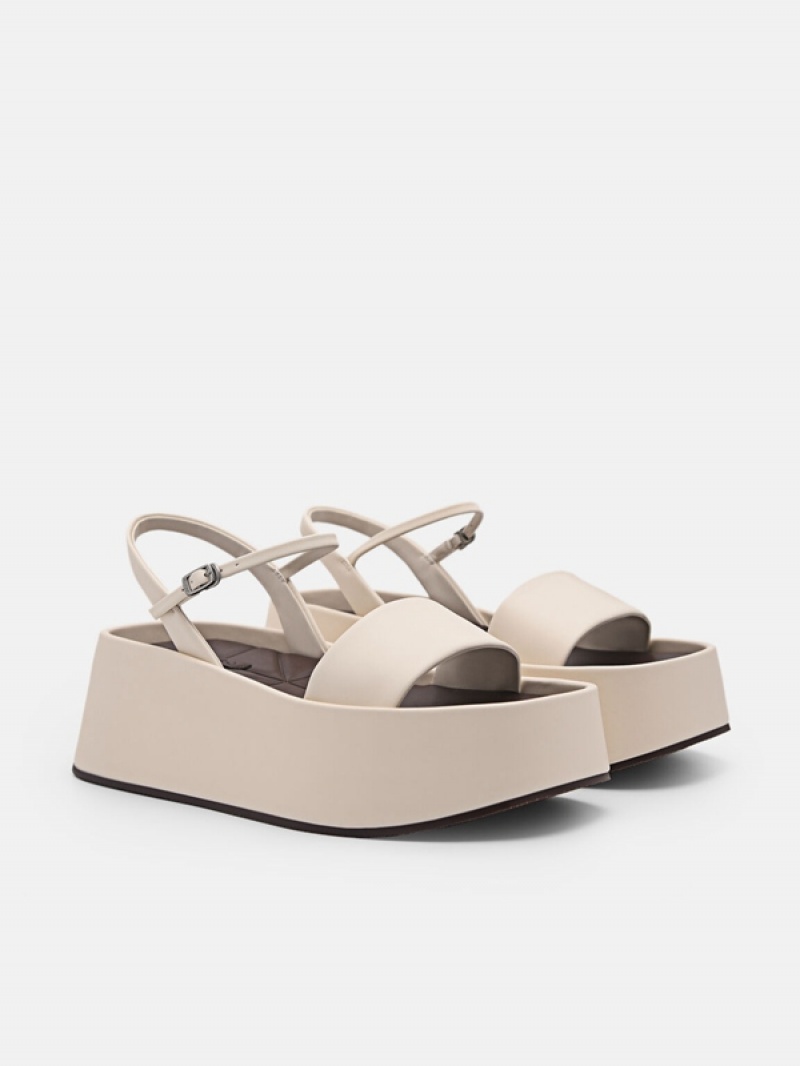 Beige Women's Pedro Aster Platform Sandals | DNSXWZ-648