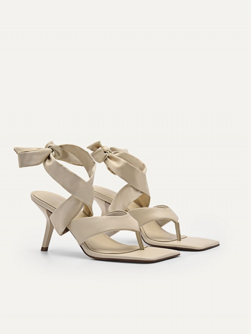 Beige Women's Pedro Carolyn Heels Sandals | SXRACG-621