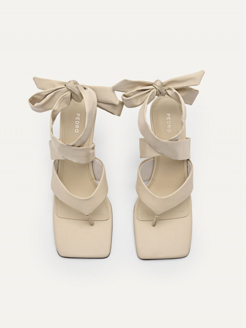 Beige Women's Pedro Carolyn Heels Sandals | SXRACG-621