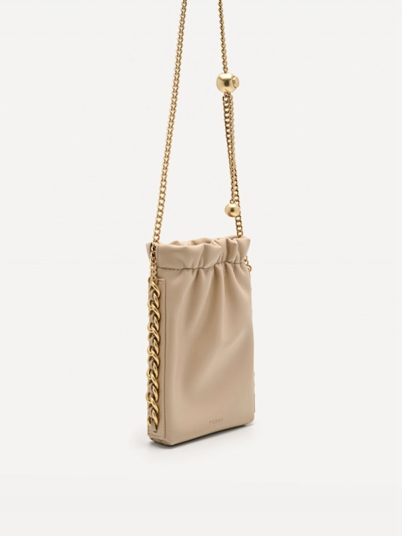 Beige Women's Pedro Chain Sling Pouches | WMFNGZ-670