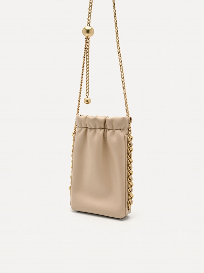 Beige Women's Pedro Chain Sling Pouches | WMFNGZ-670