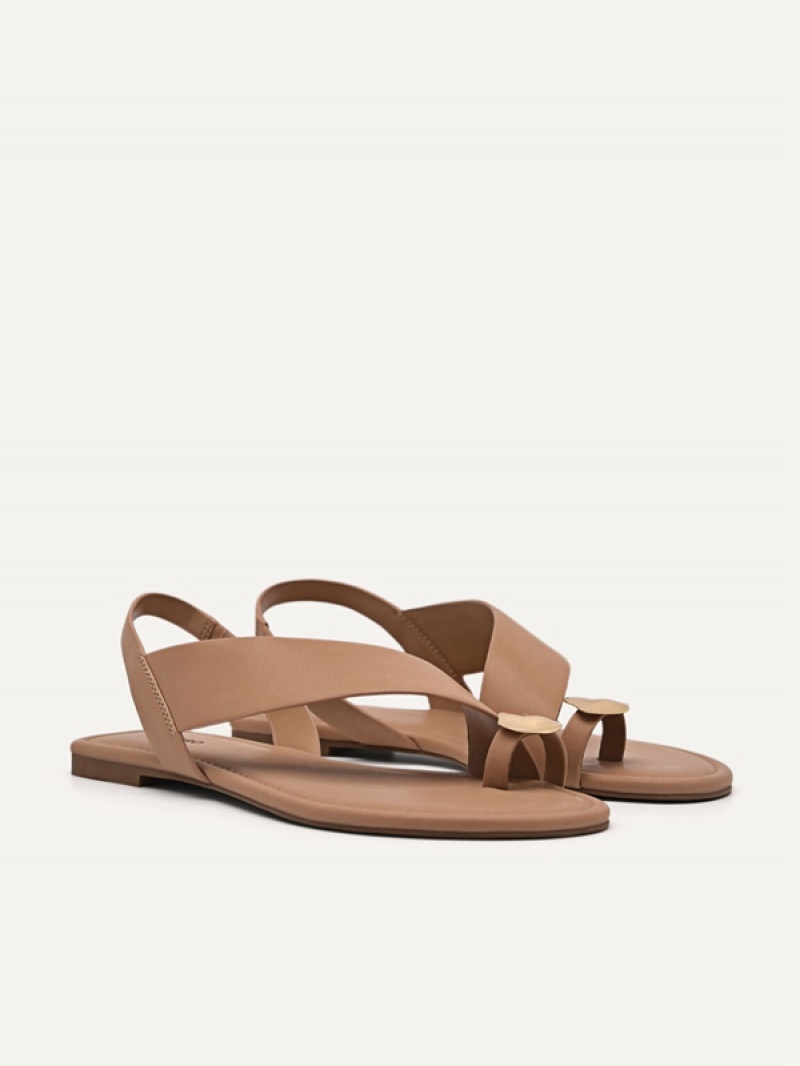 Beige Women's Pedro Demi Toe Loop Sandals | YUKFAI-542