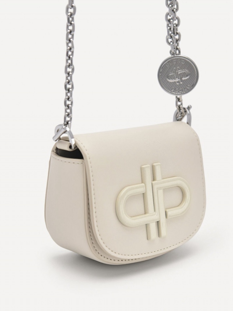 Beige Women's Pedro Icon Leather Micro Sling Pouches | CILBJH-501