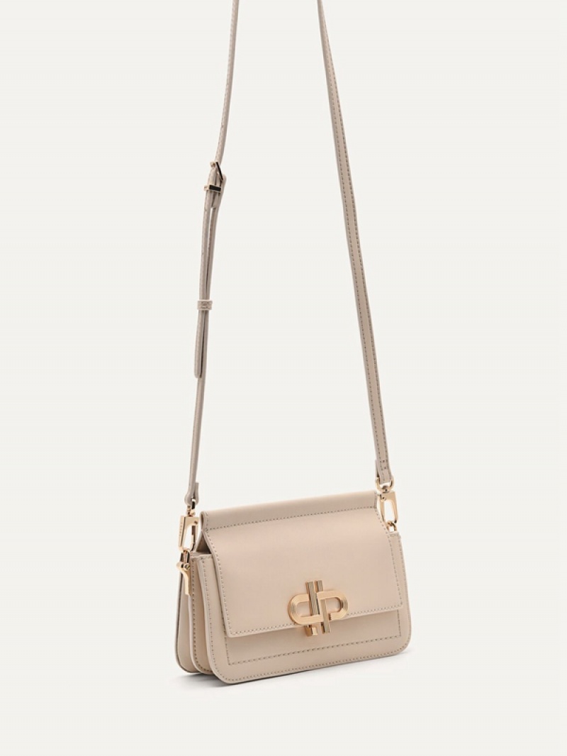 Beige Women's Pedro Icon Mini Leather Shoulder Bags | CPVMTZ-269