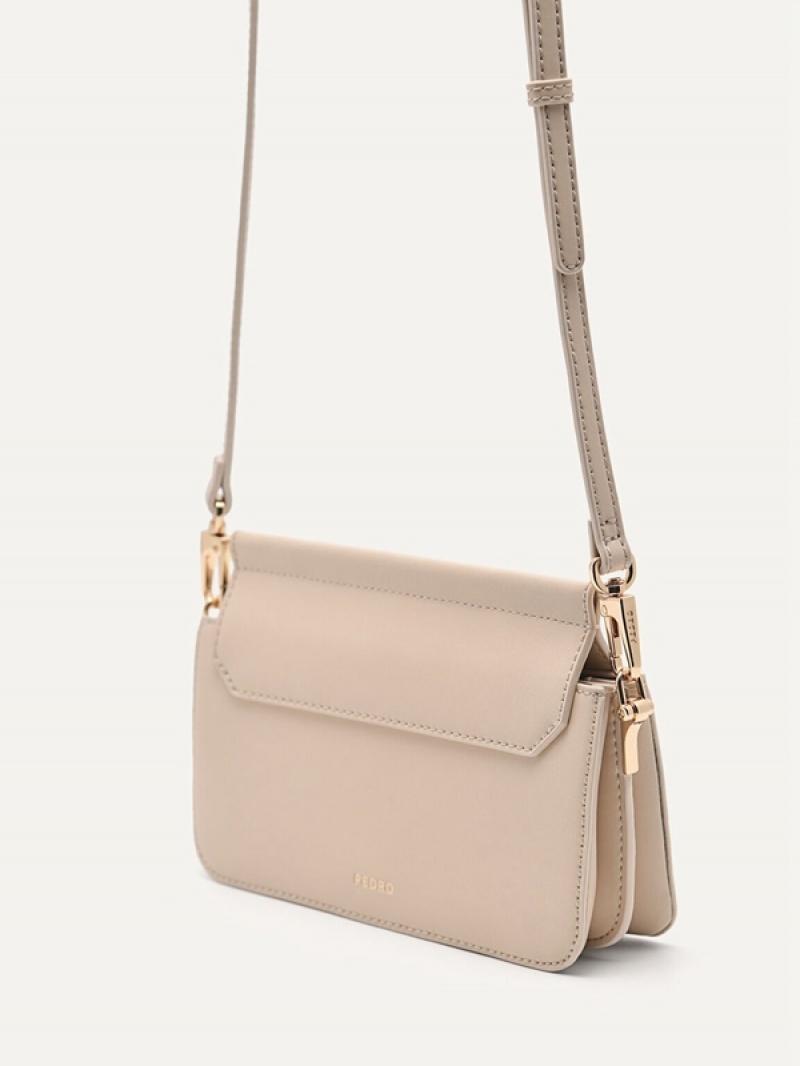 Beige Women's Pedro Icon Mini Leather Shoulder Bags | CPVMTZ-269