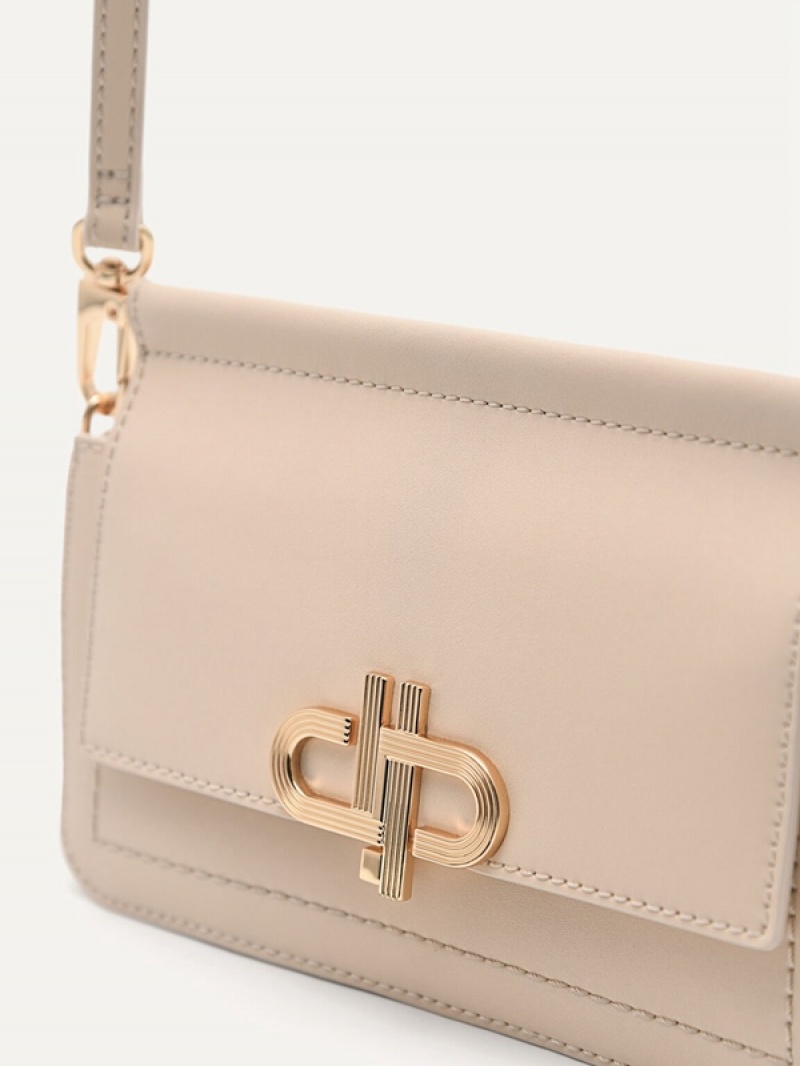 Beige Women's Pedro Icon Mini Leather Shoulder Bags | CPVMTZ-269