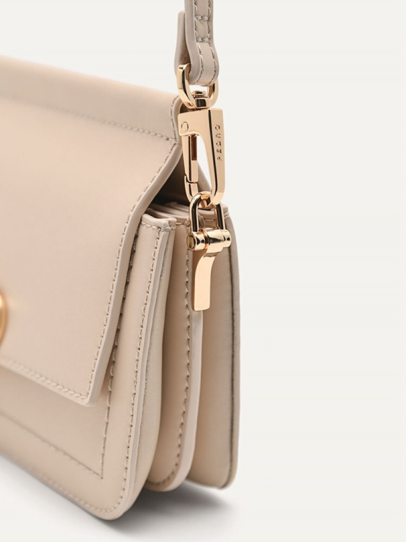 Beige Women's Pedro Icon Mini Leather Shoulder Bags | CPVMTZ-269