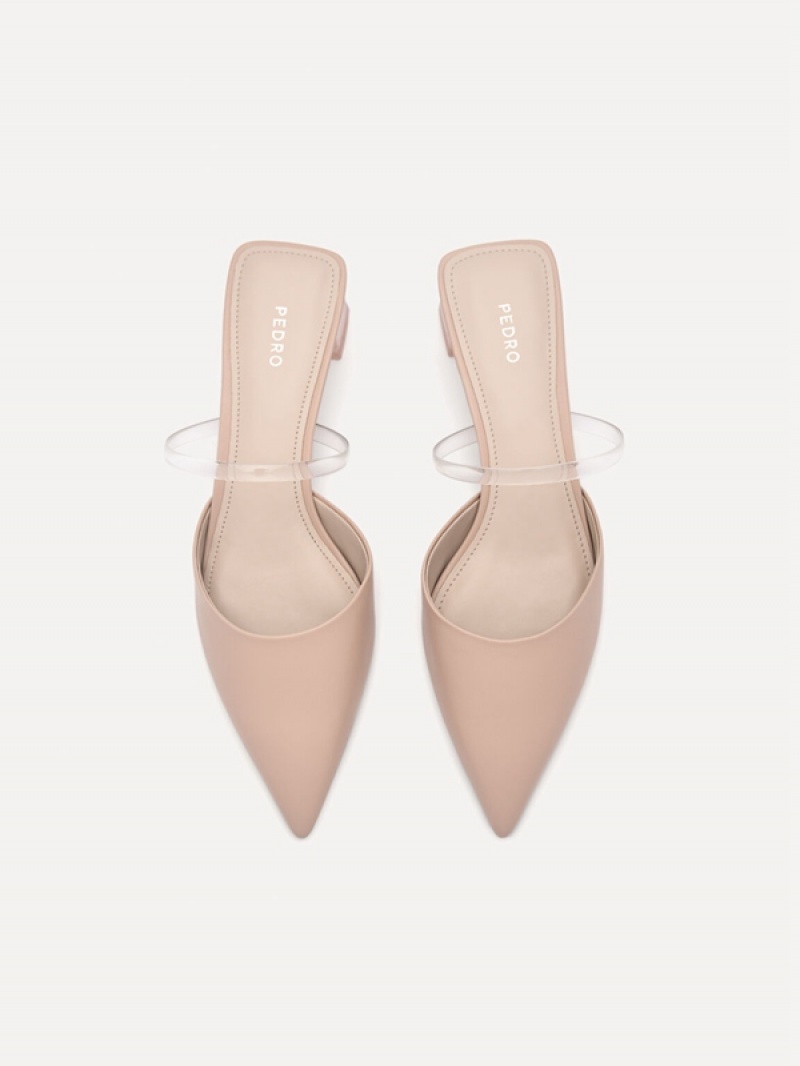 Beige Women's Pedro Megan Heel Mules | CELTDF-940