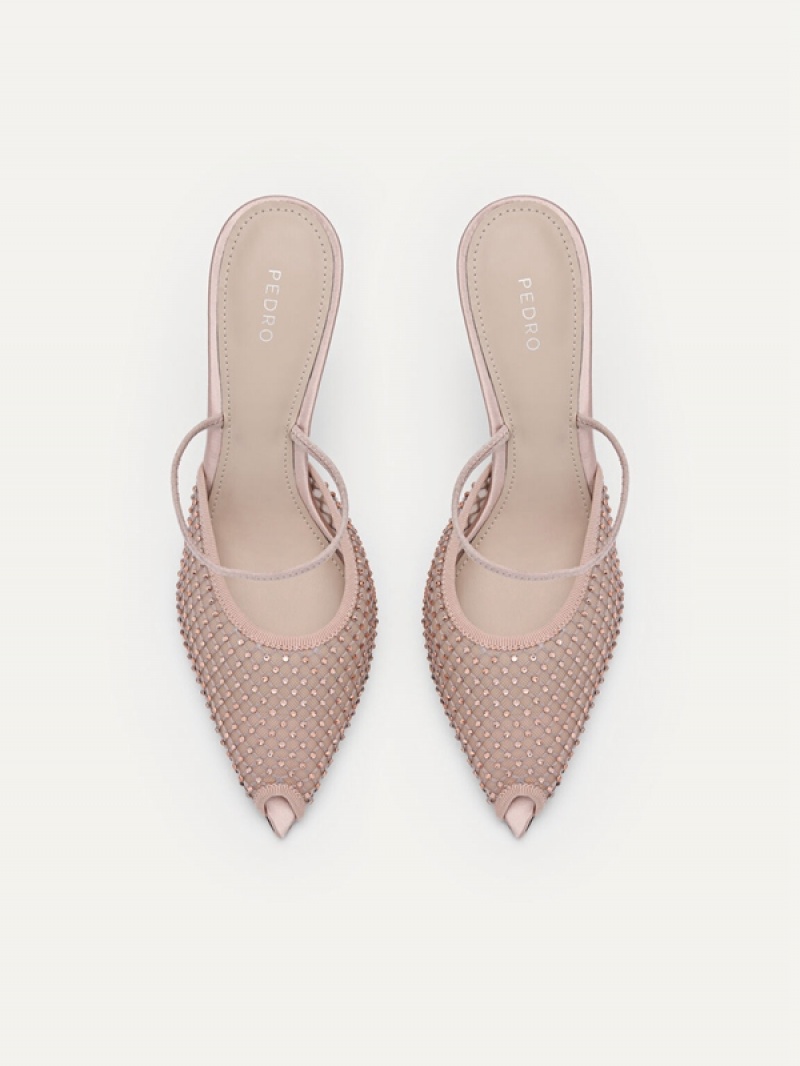 Beige Women's Pedro Megan Mesh Slingback Pumps | PAHRSB-081