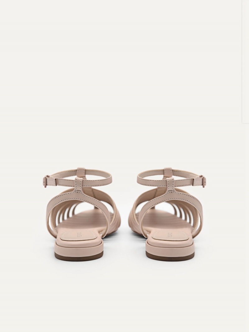 Beige Women's Pedro Palma Caged Sandals | TKRVUD-713