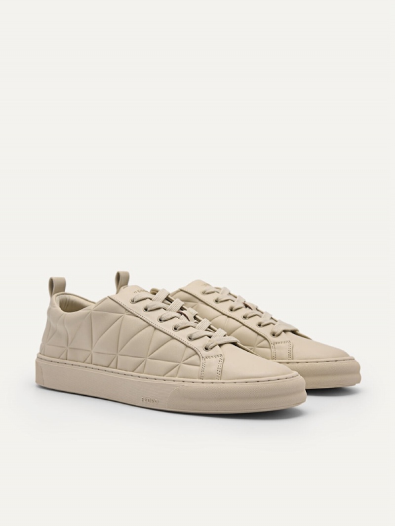 Beige Women's Pedro Pixel Ridge Court Sneakers | KJMDPG-257