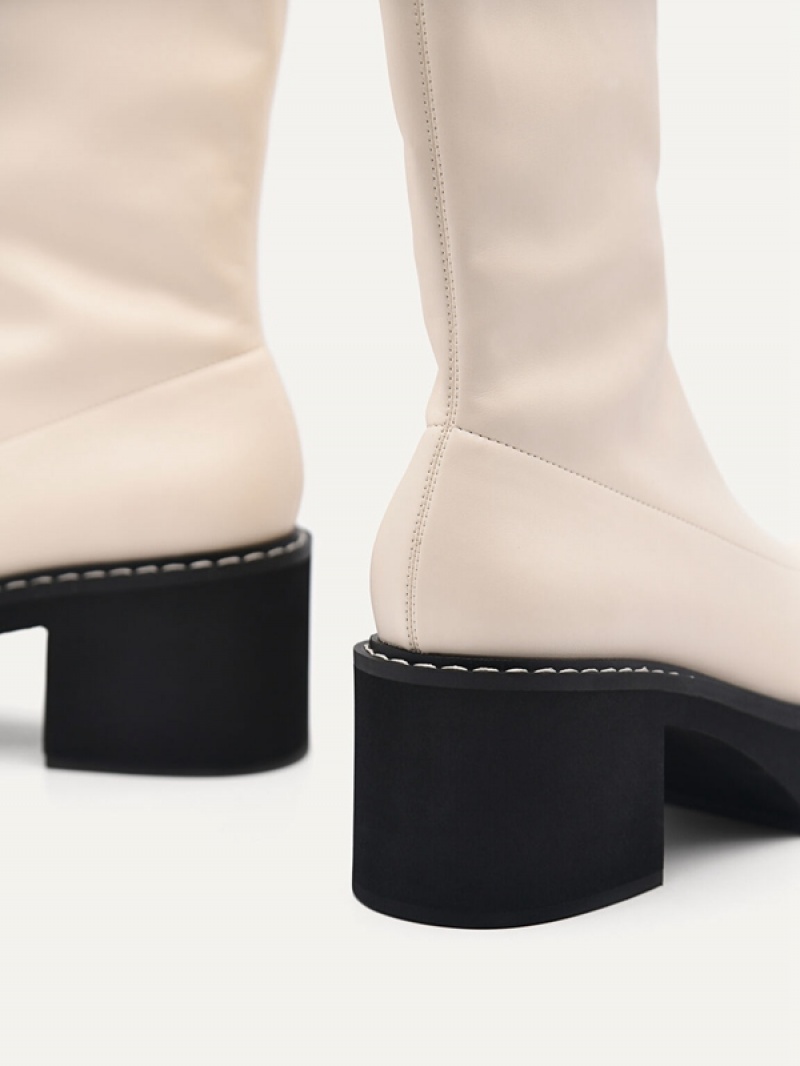 Beige Women's Pedro Platform Boots | NKGWDM-046