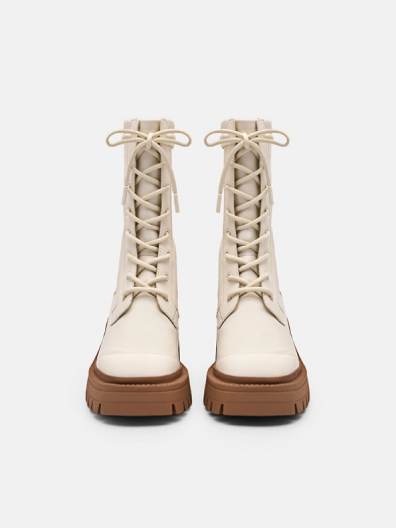 Beige Women's Pedro Poppy Ankle Boots | PKSCWA-765