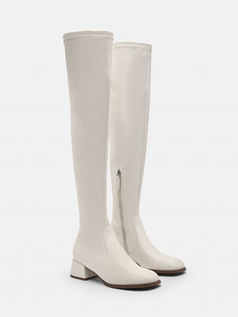 Beige Women's Pedro Poppy Thigh High Boots | DOXYFU-487