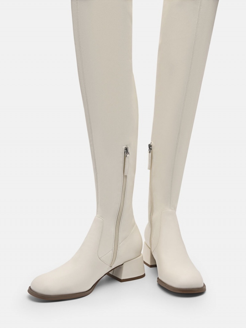 Beige Women's Pedro Poppy Thigh High Boots | DOXYFU-487