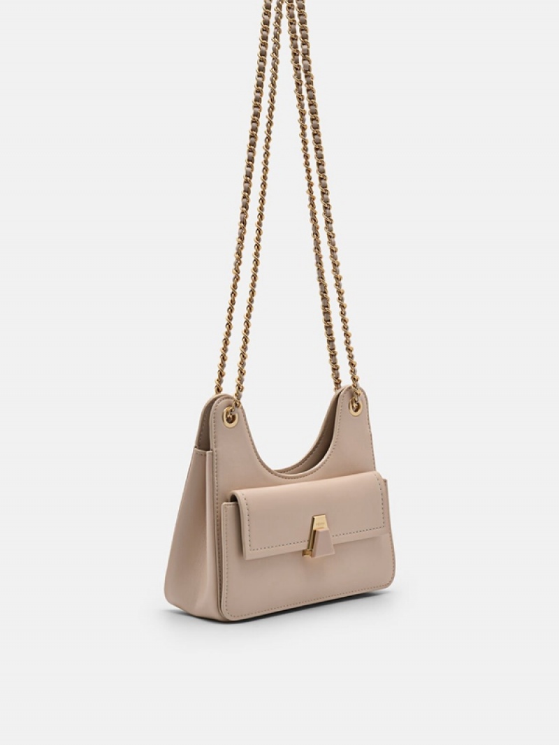 Beige Women's Pedro Porto Shoulder Bags | WXCFHM-542