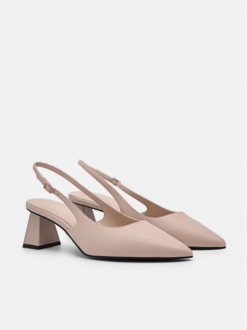 Beige Women's Pedro Studio Aly Leather Pumps | QRLMJG-093