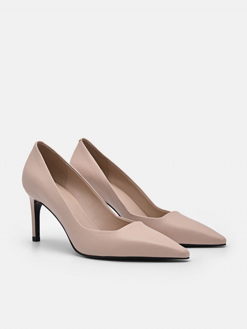 Beige Women's Pedro Studio Christy Leather Pumps | RSZEFI-809