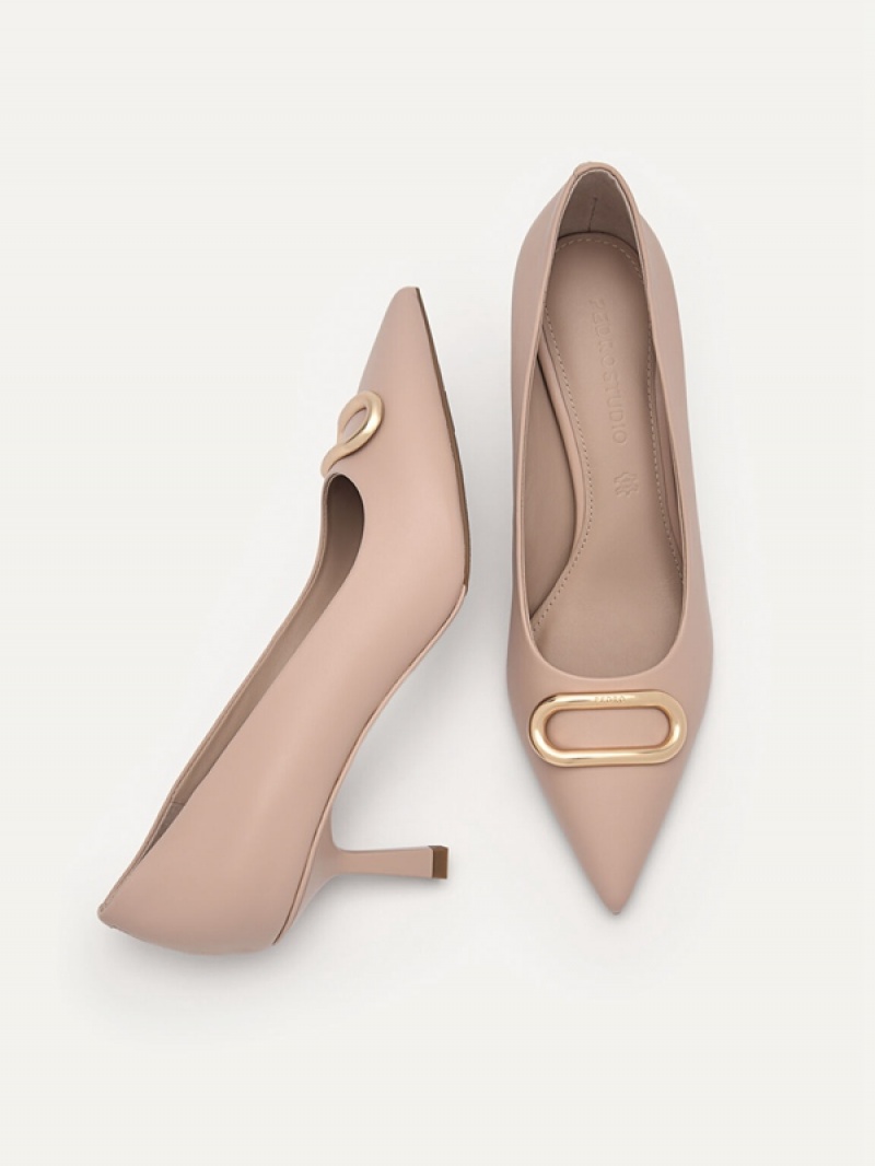 Beige Women's Pedro Studio Kate Leather Pumps | JDYEAG-195