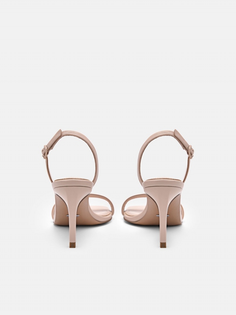 Beige Women's Pedro Studio Mel Leather Heels Sandals | FUZDLT-367