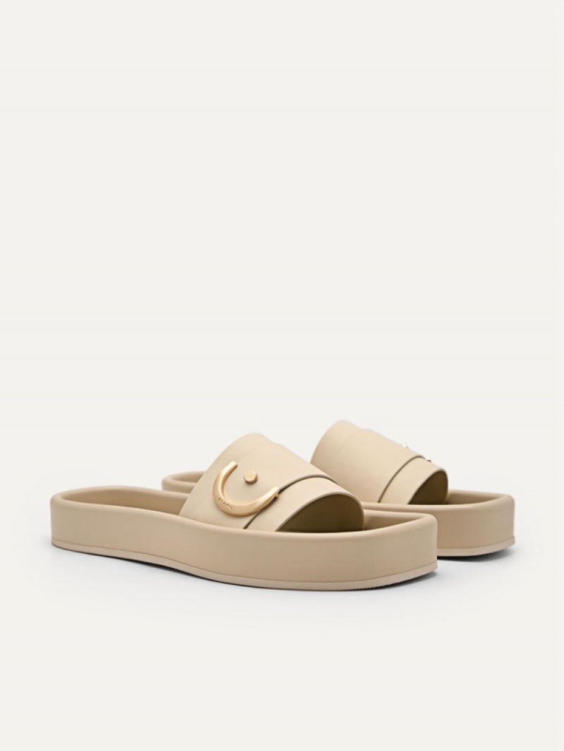 Beige Women's Pedro Yasmin Slip-On Sandals | VNUZRE-736