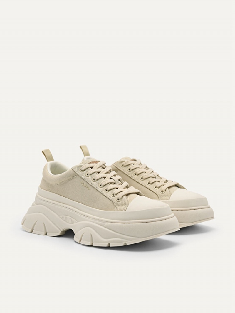 Beige Women's Pedro reHybrix Canvas Sneakers | JEVTPU-863