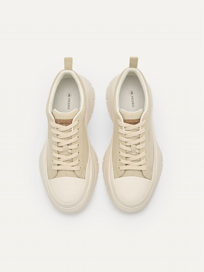 Beige Women's Pedro reHybrix Canvas Sneakers | JEVTPU-863