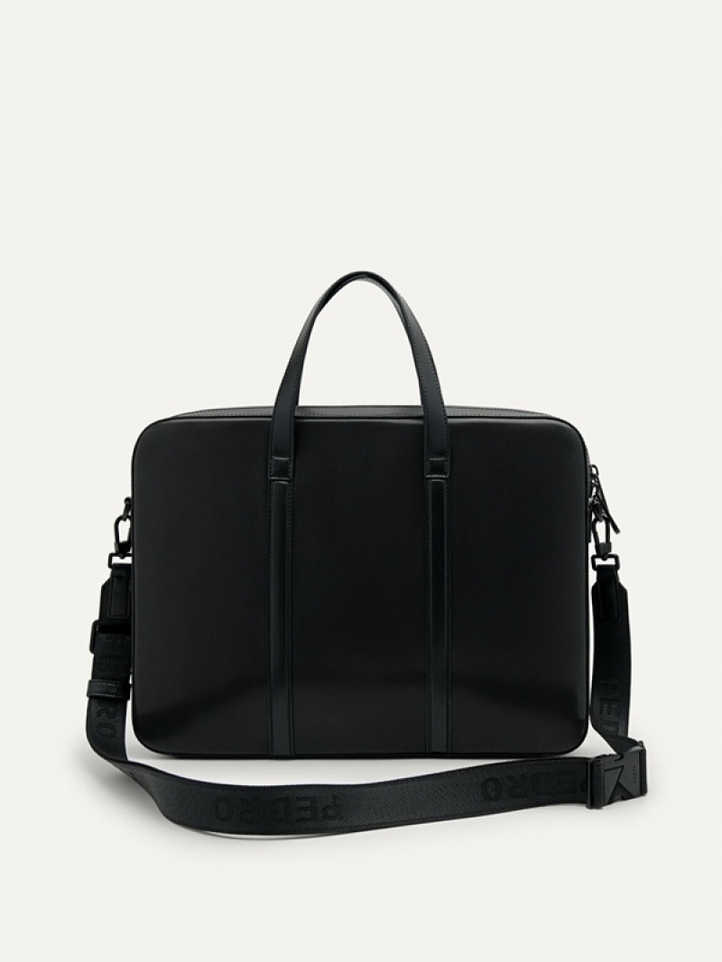 Black Men's Pedro Allen Leather Briefcase | OWEBMF-687