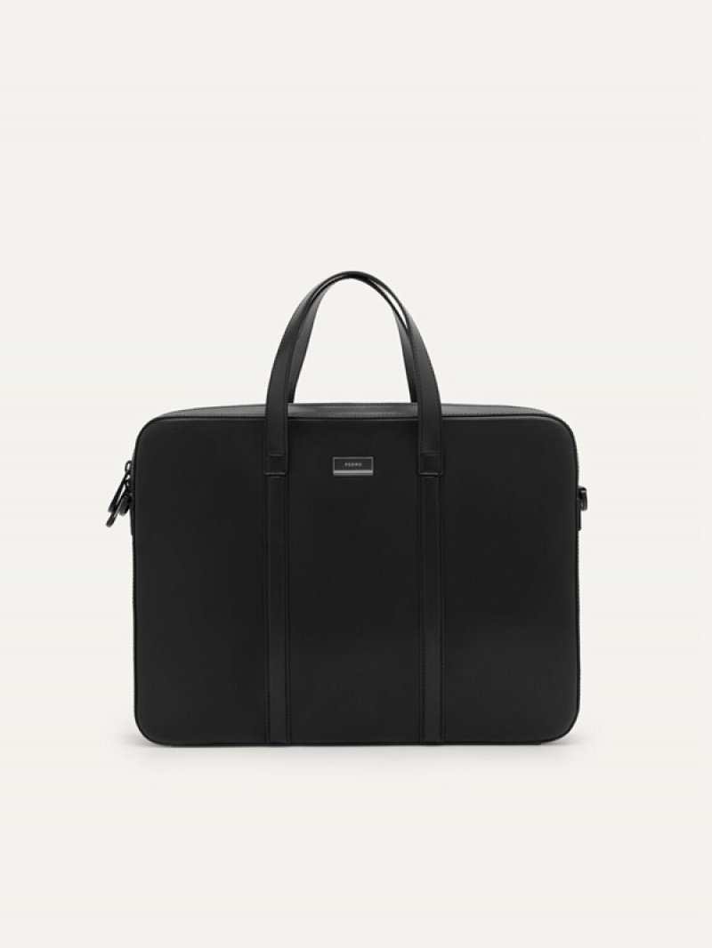 Black Men\'s Pedro Allen Leather Briefcase | OWEBMF-687