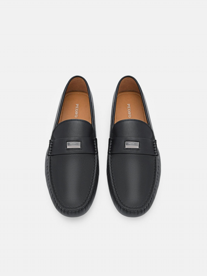 Black Men's Pedro Allen Leather Moccasins | VYLOTM-679