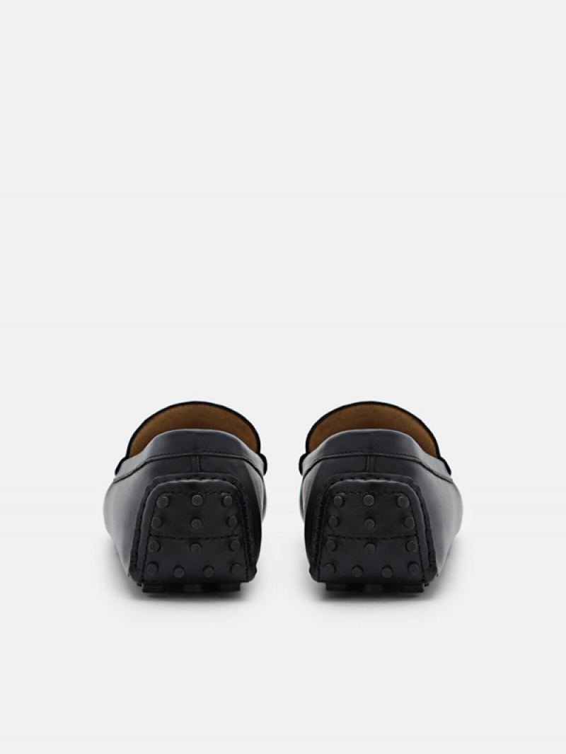 Black Men's Pedro Allen Leather Moccasins | VYLOTM-679