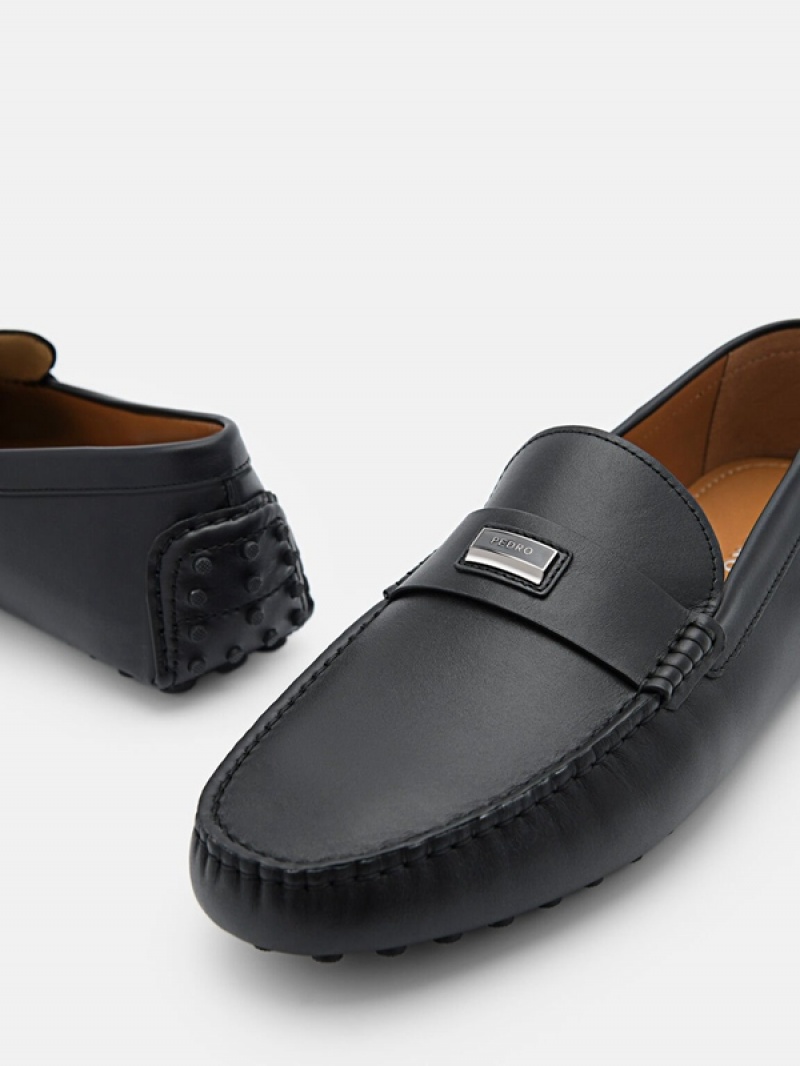 Black Men's Pedro Allen Leather Moccasins | VYLOTM-679