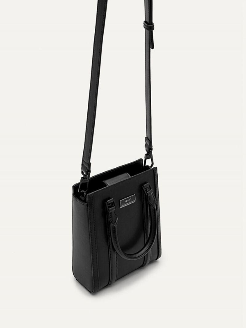 Black Men's Pedro Allen Leather Tote Bag | EROSBI-974