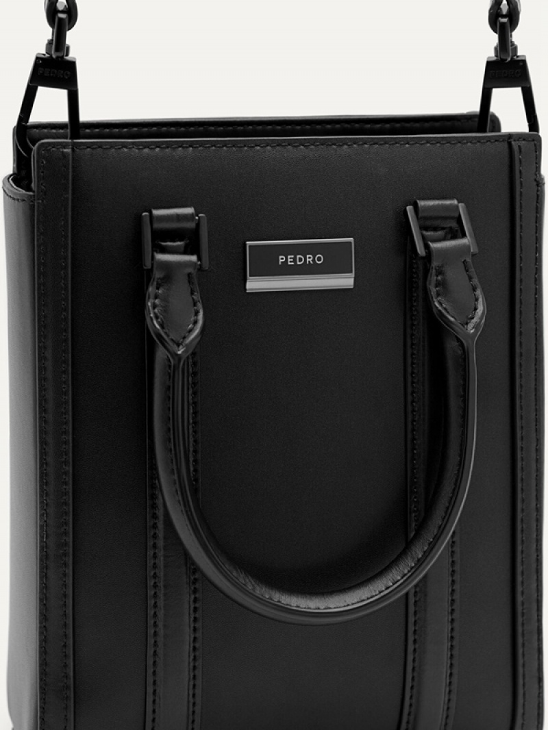 Black Men's Pedro Allen Leather Tote Bag | EROSBI-974