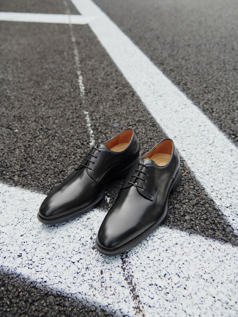 Black Men's Pedro Altitude Leather Derby Shoes | LPTEGZ-139