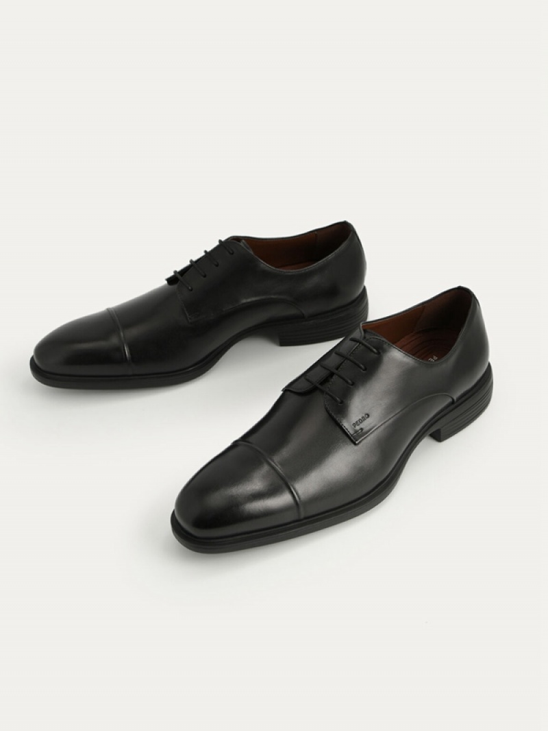 Black Men's Pedro Altitude Leather Toe Derby Shoes | DXHKIO-850