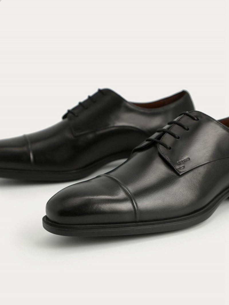 Black Men's Pedro Altitude Leather Toe Derby Shoes | DXHKIO-850