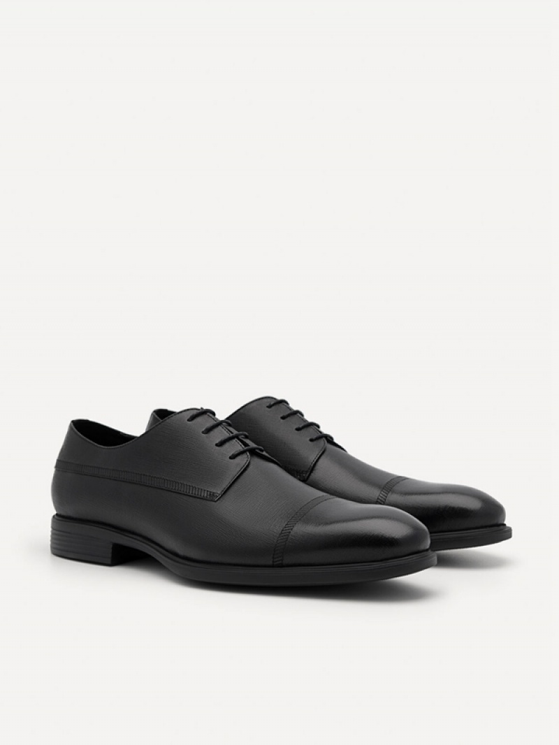 Black Men's Pedro Altitude Lightweight Embossed Derby Shoes | DXKETM-039