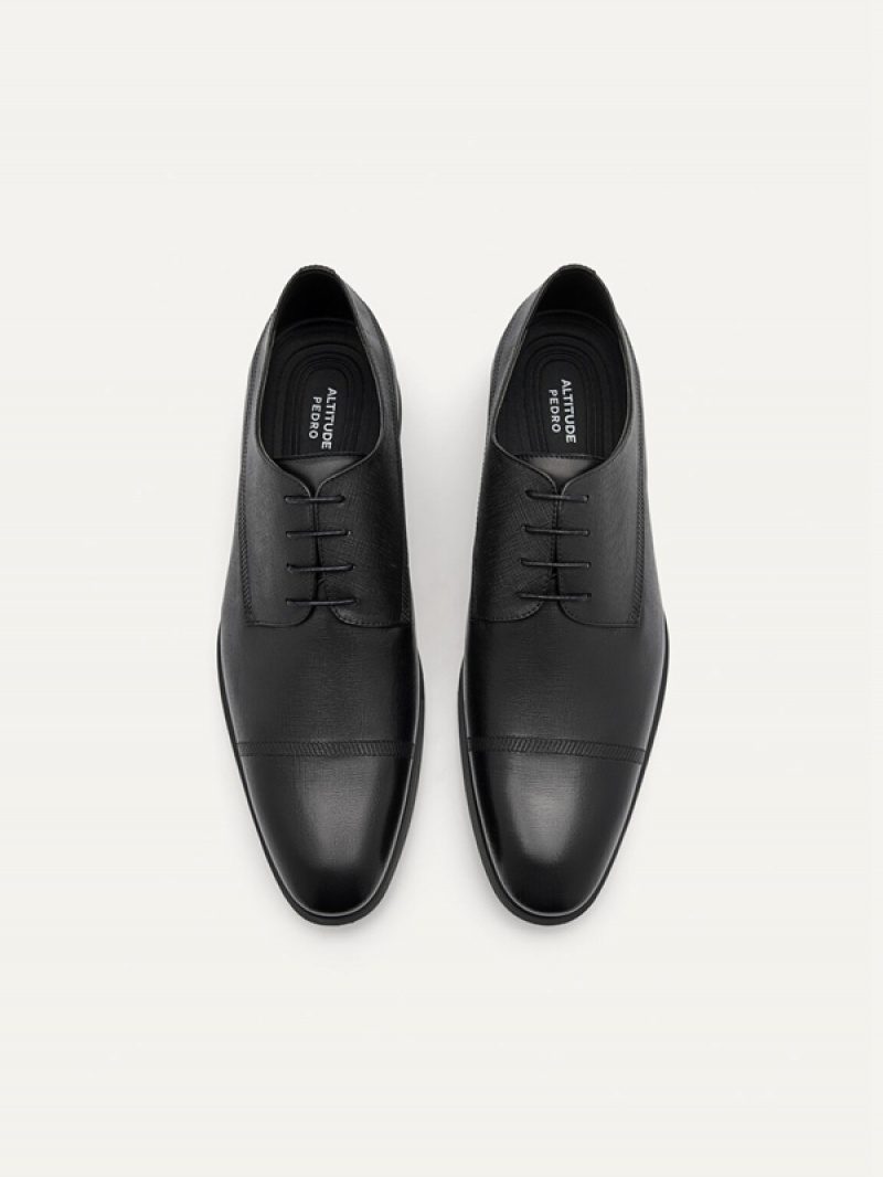 Black Men's Pedro Altitude Lightweight Embossed Derby Shoes | DXKETM-039