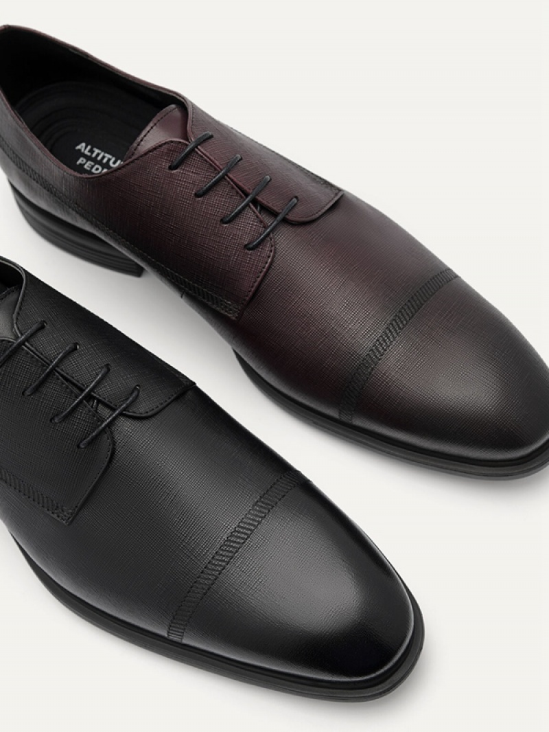 Black Men's Pedro Altitude Lightweight Embossed Derby Shoes | DXKETM-039