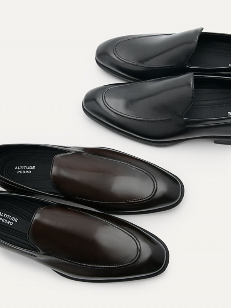 Black Men's Pedro Altitude Lightweight Leather Loafers | GSQTYM-012