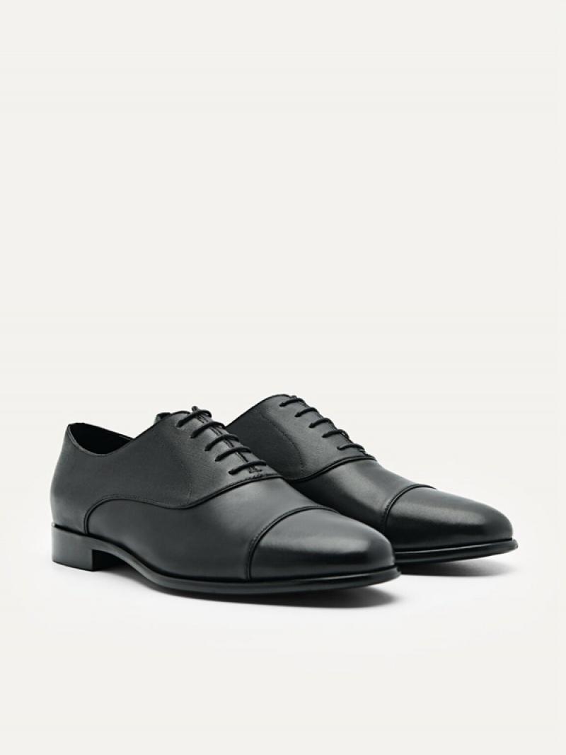 Black Men's Pedro Altitude Lightweight Leather Oxford Shoes | QFUEPK-136