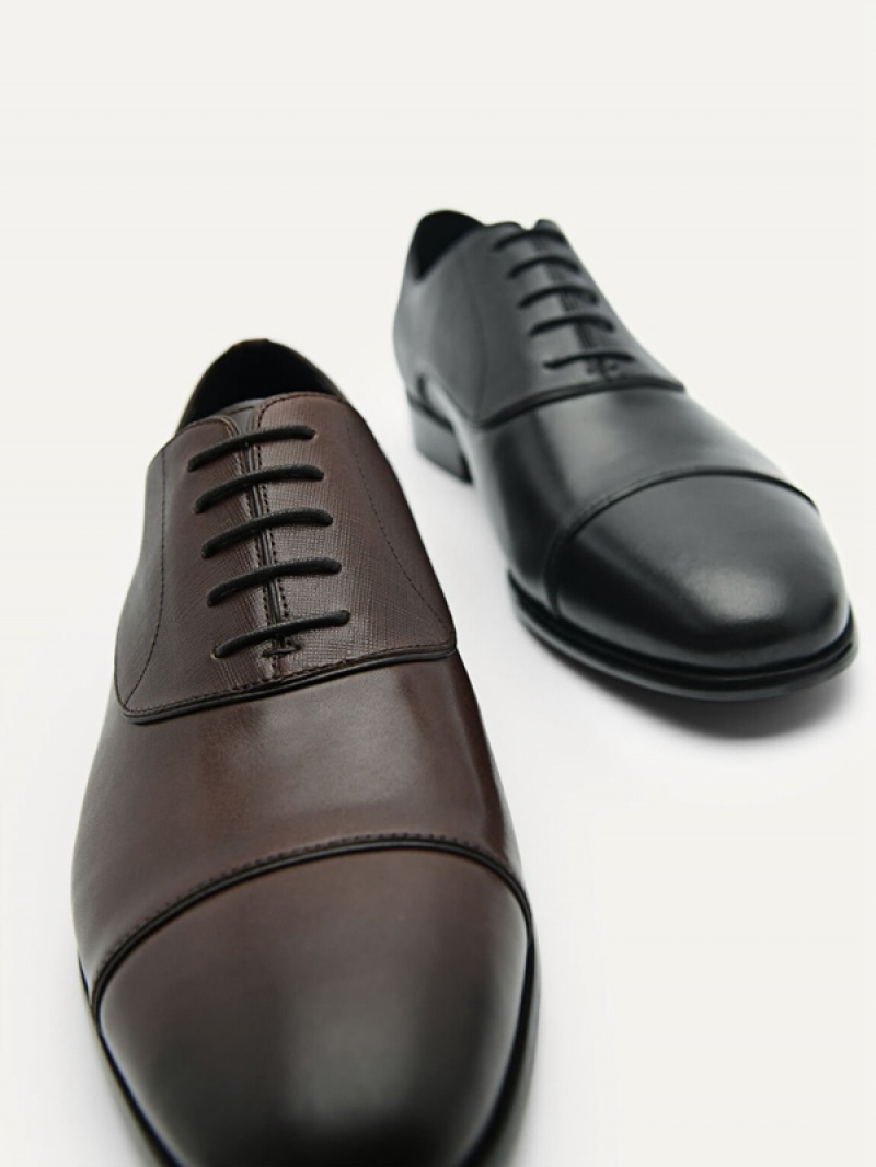 Black Men's Pedro Altitude Lightweight Leather Oxford Shoes | QFUEPK-136