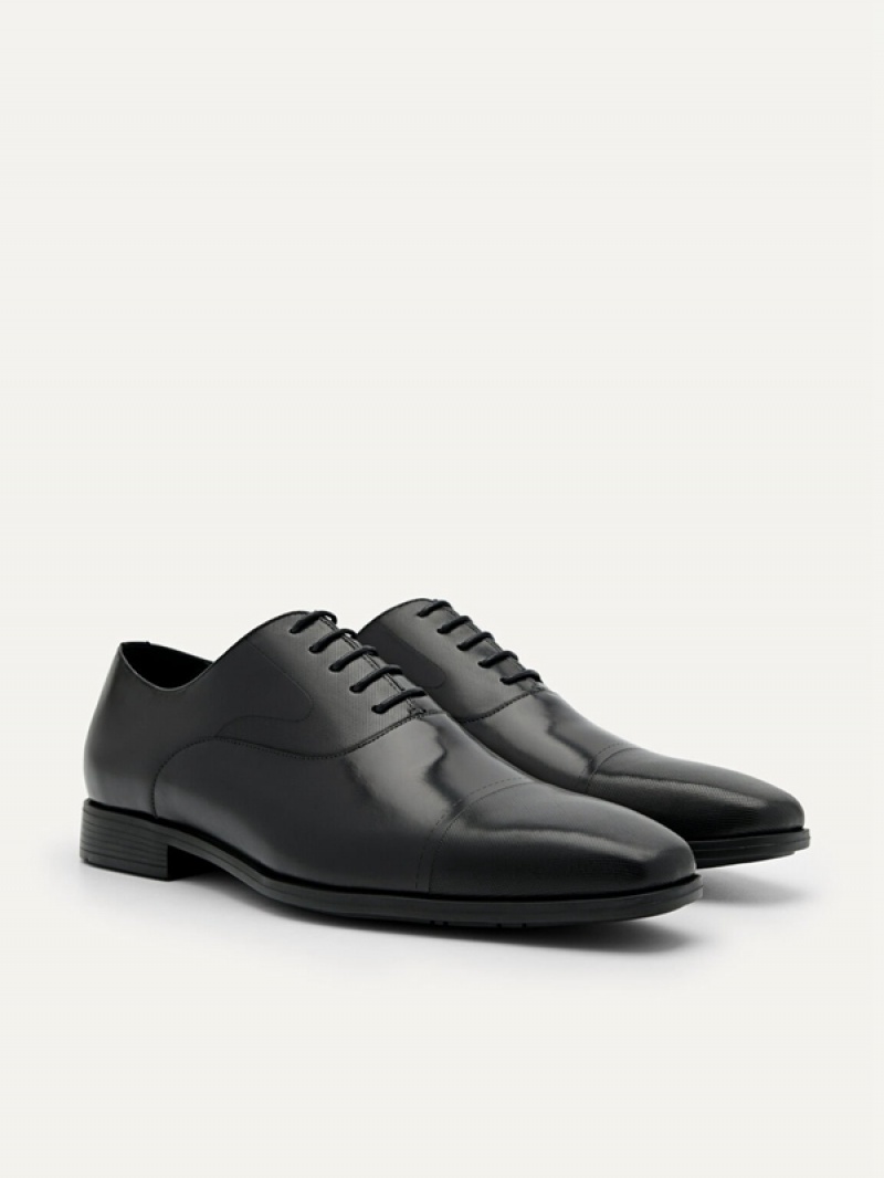 Black Men's Pedro Altitude Lightweight Leather Oxford Shoes | VNDULP-407