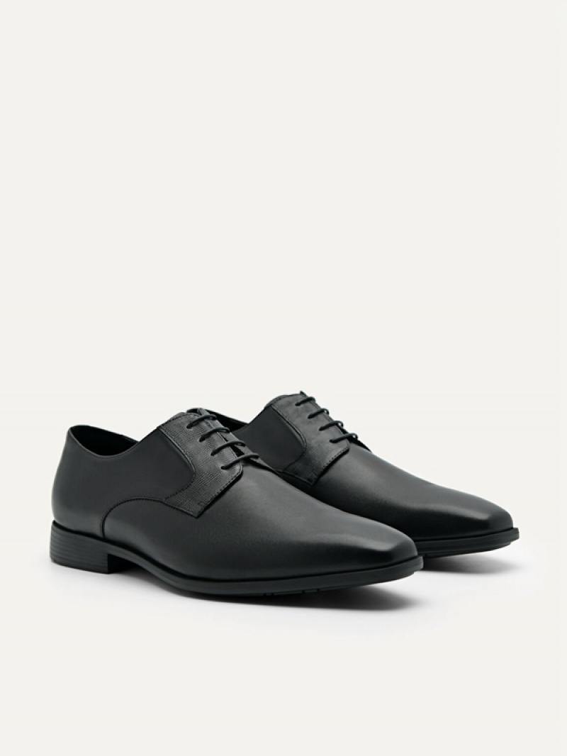 Black Men's Pedro Altitude Lightweight Leather Derby Shoes | OWVQJN-341